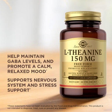 Solgar L-Theanine 150 Mg - 60 Vegetable Capsules - Promotes Relaxation - Non-Gmo Vegan Kosher & Gluten Free - 60 Servings