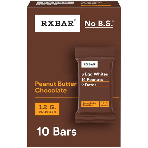 RXBAR Protein Bars, Protein Snack, Snack Bars, Peanut Butter Chocolate, 22oz Box (12 Count)