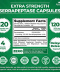 Zazzee Extra Strength Serrapeptase, 120,000 Spu Per Capsule, 120 Vegan Capsules, 4 Month Supply, Delayed Release, Potent
