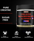 BSSTABBON Creatine Monohydrate Gummies 5000Mg Per Serving 60 Count For Muscle Strength, Energy Boost For Women And Men