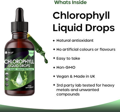 Liquid Chlorophyll - Chlorophyll Drops For Water 100Ml For 100 Servings - High Strength 100Mg Chlorophyll Liquid Drink - Made In Uk By Leaf Products