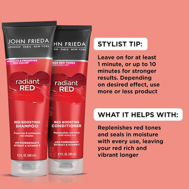 John Frieda Radiant Red Red Boosting Conditioner 8.3 Ounce Daily Conditioner With Pomegranate And Vitamin E Helps Replenish Red Hair Tones