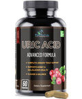 YUMMYVITE Uric Acid Advanced Formula Kidney, Liver, Gallbladder, Urinary Tract Cleanse With Cranberry, Chanca Piedra, Tart Cherry, Milk Thistle And Bromelain 60 Capsules