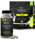 Karamd Pure I.V. + Focus 365 - Special Bundle - Lemon Lime Hydration Packets (16 Sticks) & Powerful Supplement For Memory & Concentration (60 Capsules) - Fuel Your Energy & Concentration Now