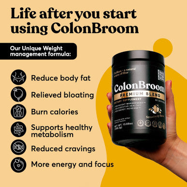Colonbroom Bundle Of 2 - Premium & Strawberry Flavor Psyllium Husk Powder & Colon Cleanser, Fiber Supplement Powder, Colon Broom Drink, Detox Colon Cleanse, Gut Health, Anti Bloat