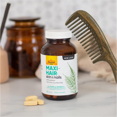 Country Life Maxi-Hair Supplement - 2000Mcg Biotin & Vitamins For Hair, Skin & Nails - Certified Gluten-& Vegetarian - Supports Hair Growth, 90 Tablets