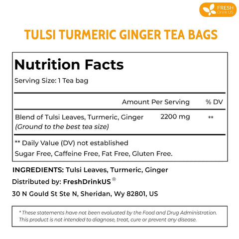 FreshDrinkUS, Premium 50 Mulberry Leaf Tea Bags, 100% Natural & Pure from Mulberry Leaves. Herbal Tea. Made with Natural Material Tea Bags. No Sugar, No Caffeine, No Gluten, Vegan.