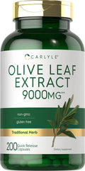 Carlyle Olive Leaf Extract Capsules | 9000Mg | 200 Count | Non-Gmo, Gluten Free | High Potency Supplement