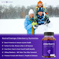 Elderberry Gummies Sambucus Elderberry Gummies For Adults & Kids Vitamin C Propolis & Echinacea Max Strength Immune Support Gummies Natural Berry Flavor 120 Gummies (2 Pack)