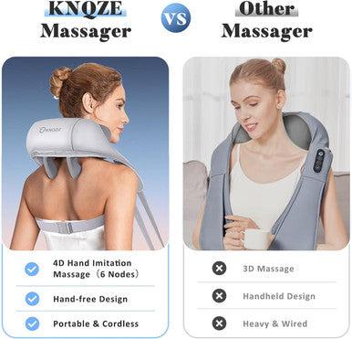 Neck Massager For Neck Pain Relief, 4D Deep Kneading Massagers With 6 Massage Nodes, Cordless Shiatsu Neck And Shoulder Massage Pillow With Heat For Neck, Traps, Back & Leg, Gifts - Gray