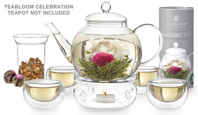 Teabloom Flowering Tea - 12 Unique Varieties of Blooming Tea Flowers - Hand-Tied Green Tea Leaves & Edible Flowers - 12-Pack Canister