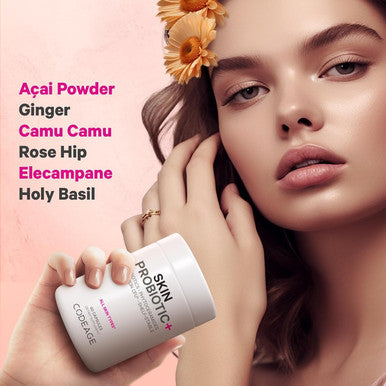 Codeage Skin Probiotics + Prebiotics - Skin Care Routine Supplement - 50 Billion CFU - Ayurvedic Botanical Herbs - Face Probiotics - Shelf Stable Cleanser Non-GMO Vegan - 60 Capsules