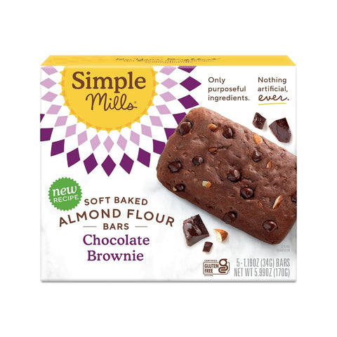 Simple Mills Almond Flour Snack Bars, Peanut Butter Chocolate Chip - Gluten Free, Made with Organic Coconut Oil, Breakfast Bars, Healthy Snacks, 6 Ounce (Pack of 1)