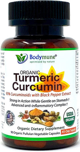 USDA Organic Turmeric Curcumin for Sensitive Stomach 45Day Supply Organic Turmeric Supplement with Black Pepper Sea Buckthorn Oil Ginger and Amla