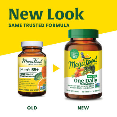 MegaFood Men'S 55+ One Daily - Multivitamin For Men With Vitamin B12 Vitamin C Vitamin D & Zinc - Optimal Aging & Immune Support Supplement - Vegetarian - Made Without 9 Food Allergens - 120 Tabs