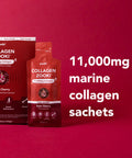 Zooki 11,000mg Super Strength Marine Collagen Liquid Sachets | Hydrolysed Peptides | Ultimate Skin Hair Nails Joints Bones & Muscles Support (Sour Cherry Flavour 14 Servings)