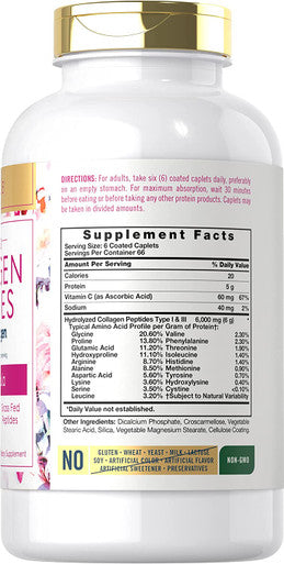 Multi Collagen Pills 6000mg | 400 Capsules | Collagen Peptides with Vitamin C | Type 1 and 3 | Non-GMO, Gluten Free, Grass Fed | Carlyle