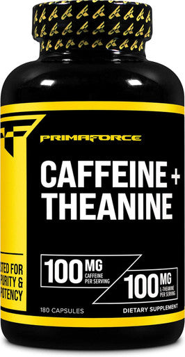 Primaforce Caffeine with L-Theanine 100mg of Each 180 Capsules 180 Servings - Non-GMO Soy and Gluten