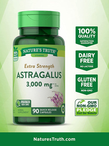 Astragalus Root Extract 3000mg | 90 Capsules | Extra Strength | Non- GMO, Gluten Supplement | by Nature's Truth