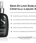 Alfaparf Semi Di Lino Sublime Cristalli Smoothing Finishing Hair Spray - Dry Hair Treatment To Detangle & Add Shine - Smoothing Serum With Flax Seed Oil & Vitamin E - Vegan (4.23 Oz / 125 Ml)