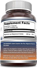 Amazing Nutrition Formulas Magnesium Oxide 500mg 90 Capsules Supplement | Non-GMO | Gluten | Made in USA