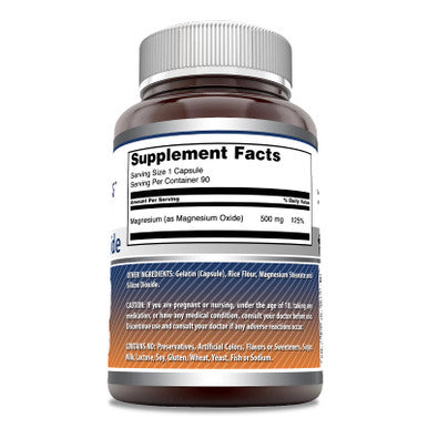 Amazing Formulas Magnesium Oxide 500 Mg Capsules Supplement | Non-Gmo | Gluten Free | Made In Usa (90 Count | 2 Pack)