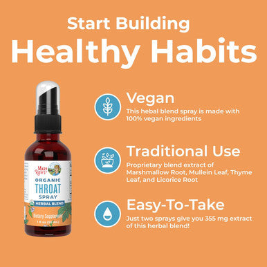 Maryruth Organics USDA Organic Throat Spray with Mullein Leaf by | Marshmallow Root & Licorice Root & Thyme Leaf | 4 Herbal Blend | Non-GMO | Vegan | Gluten | 1 Fl Oz | Up to 100 Servings