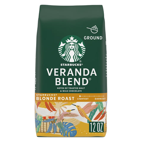 Starbucks Ground Coffee, Starbucks Blonde Roast Hot or Iced Coffee, Veranda Blend, 28 oz