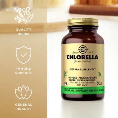 Solgar Chlorella - 100 Vegetable Capsules - Maximum Absorption - Non-Gmo Vegan Gluten Free Kosher - 100 Servings