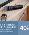 Norelco Philips 100% Waterproof Beard Trimmer 3000 Series With Self-Sharpening Blades 40 Adjustable Beard Trimmer Length Settings & Two Lift&Trim Combs Usb Charging Bt3620/40