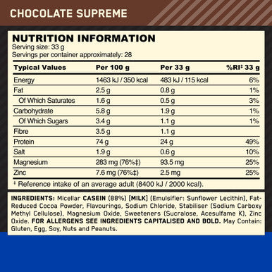 Optimum Nutrition Gold Standard Protein Powder Chocolate Flavour 924 G