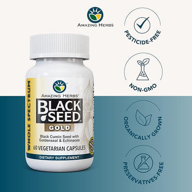 Amazing Herbs Black Seed Gold - 60 Capsules