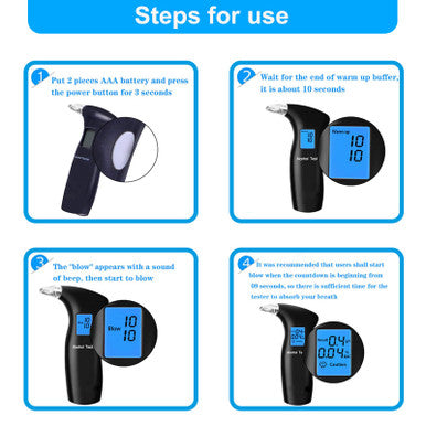 Haptique Breathalyzer With Lcd Digital Display Portable Tester For Alcohol Includes 12 Mouthpieces(Blue)