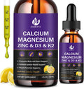 Calcium Magnesium Zinc 1300Mg With Magnesium Glycinate, Vitamin C D3 K2 B6 And Sea Moss Calcium Supplement Calcium With Vitamin D3 K2 Liquid Drop Gluten 2 Pack