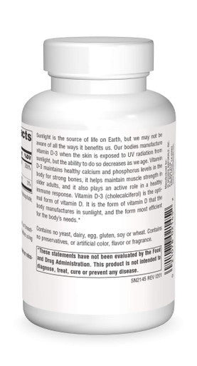 Source s Vitamin D-3 2000 iu Supports Bone & Immune Health - 200 Capsules