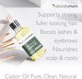 Naturallymum NaturallyMum Cold Pressed Castor Oil for Hair Skin Eyelashes Eyebrows and Nails | Pure Natural Serum with Vitamin E Oil | Glass Bottle with Dropper | Lavender | 100ml