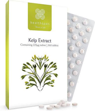 Healthspan Kelp Extract | 360 Tablets | Rich Source of Iodine | Fucus Vesiculosus Seaweed | Vegan