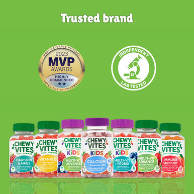 Chewy Vites Kids Calcium and Vitamin D3 60 Kids Calcium Gummies Help Support Healthy Bones and Teeth 2 Months Supply Real Fruit Juice Vegan Age 3 + Strawberry Flavour