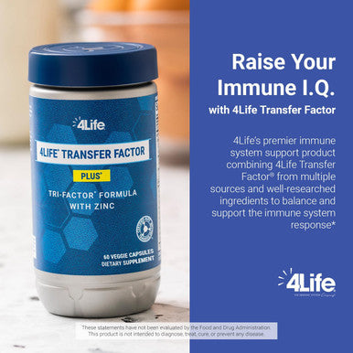 4Life TRANSFER FACTOR PLUS Tri-Factor Formula - Immune System Support with Zinc Super Mushroom Blend (Maitake Shiitake Agaricus) and Extracts of Cow Colostrum and Chicken Egg Yolk - 60 Capsules