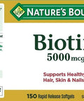 Set Of 2 NatureS Bountya' Biotin 5000 Mcg 150 Softgels