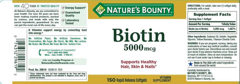 Set Of 2 NatureS Bountya' Biotin 5000 Mcg 150 Softgels