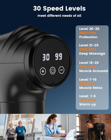 Ayura Massage Gun Deep Tissue, Percussion Muscle Massager Gun, Handheld Back Massager For Pain Relief, Mini Massage Gun With 30 Speeds And 6 Heads For Athletes Men Women