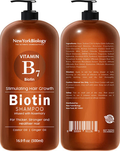 New York Biology Biotin Shampoo and Conditioner Set for Hair Growth and Thinning Hair Thickening Formula for Hair Loss Treatment For Men Women Anti Dandruff 16.9 fl Oz