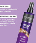 John Frieda Frizz Ease Nourishing Anti Frizz Leave-In Conditioner And Heat Protectant For Frizz-Prone Hair Moisturizes And Renews Shine With Vitamin A C And E 8 Oz (2 Pack)