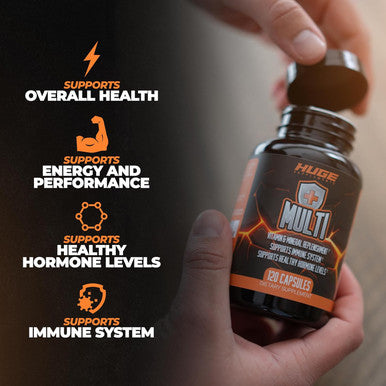 Huge Multi, Multivitamin For Men, High-Performance All-In-One Formula For Athletes, Vitamin & Mineral Replenishment, Supports Immune System & Healthy Hormone Levels (120 Capsules)