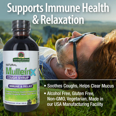 Nature'S Answer Mullein-X Immune & Relax Cough Syrup | 4 Fluid Ounces | Supports Immune & Relaxation | Soothes Cough & Clears Mucus | Non GMO Gluten