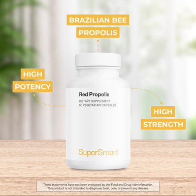 Supersmart Red Propolis 800 mg Per Day Over 300 Synergistic Antioxidants ImmuneStimulant Natural Bee Propolis from Brazil NonGMO Gluten Free 60 Vegetarian Capsules