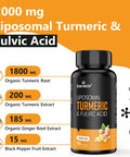 2000 Mg Liposomal Turmeric Curcumin With Black Pepper & Ginger For Superior Absorption With Fulvic Acid And Humic Acid (60 Count (Pack Of 1))