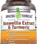 Amazing Nutrition Formulas Boswellia Extract & Turmeric 1200mg Per Serving Supplement | Veggie Capsules | Non-GMO | Gluten | Made in USA | Suitable for Vegetarians (120)