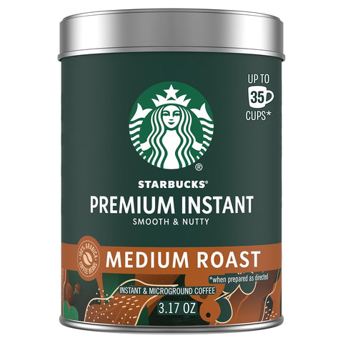 Starbucks Premium Instant Coffee Blonde Roast, 3 Tins 3.17 oz | 100% Arabica premium instant and microground coffee; Blonde Roast; 3 tins, 3.17 oz each
